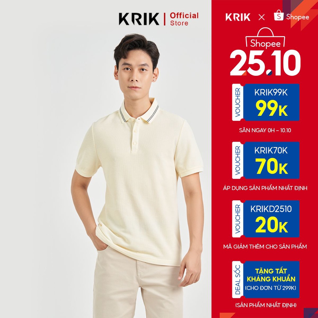 Áo Polo Nam KRIK Cổ Đức Chất Liệu Cotton Cao Cấp Form Fitted Ôm Vừa Vặn PL2012
