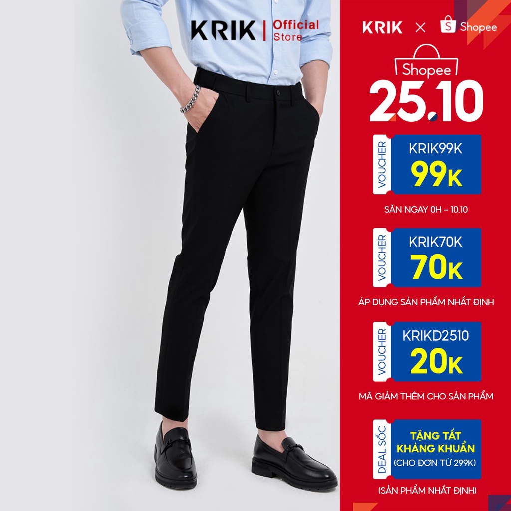 Quần Âu Nam Local Brand KRIK Form Slimfit Chất Liệu Poly Cao Cấp Không Bai Xù Có Cạp Chun Tăng Giảm Linh Hoạt QA7010