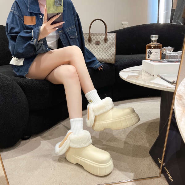 Giày cotton Lót Nhung Đế Dày Đính Tai Thỏ Dễ Thương Thời Trang Mùa Đông 2023 Cho Nữ