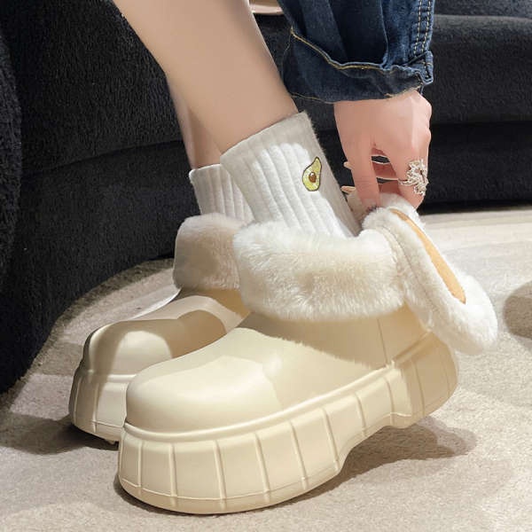 Giày cotton Lót Nhung Đế Dày Đính Tai Thỏ Dễ Thương Thời Trang Mùa Đông 2023 Cho Nữ