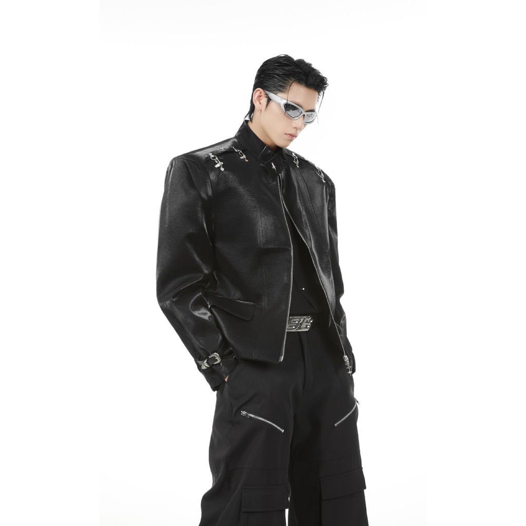 Niche Áo Khoác bomber Khóa Kim Loại Thời Trang Mùa Thu Cho Nam Nữ