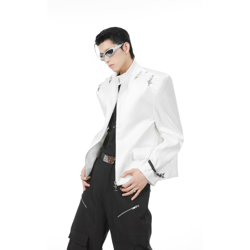 Niche Áo Khoác bomber Khóa Kim Loại Thời Trang Mùa Thu Cho Nam Nữ