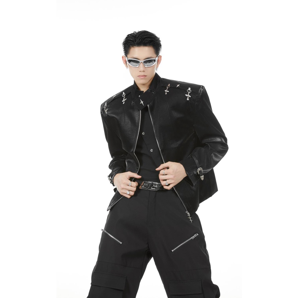 Niche Áo Khoác bomber Khóa Kim Loại Thời Trang Mùa Thu Cho Nam Nữ