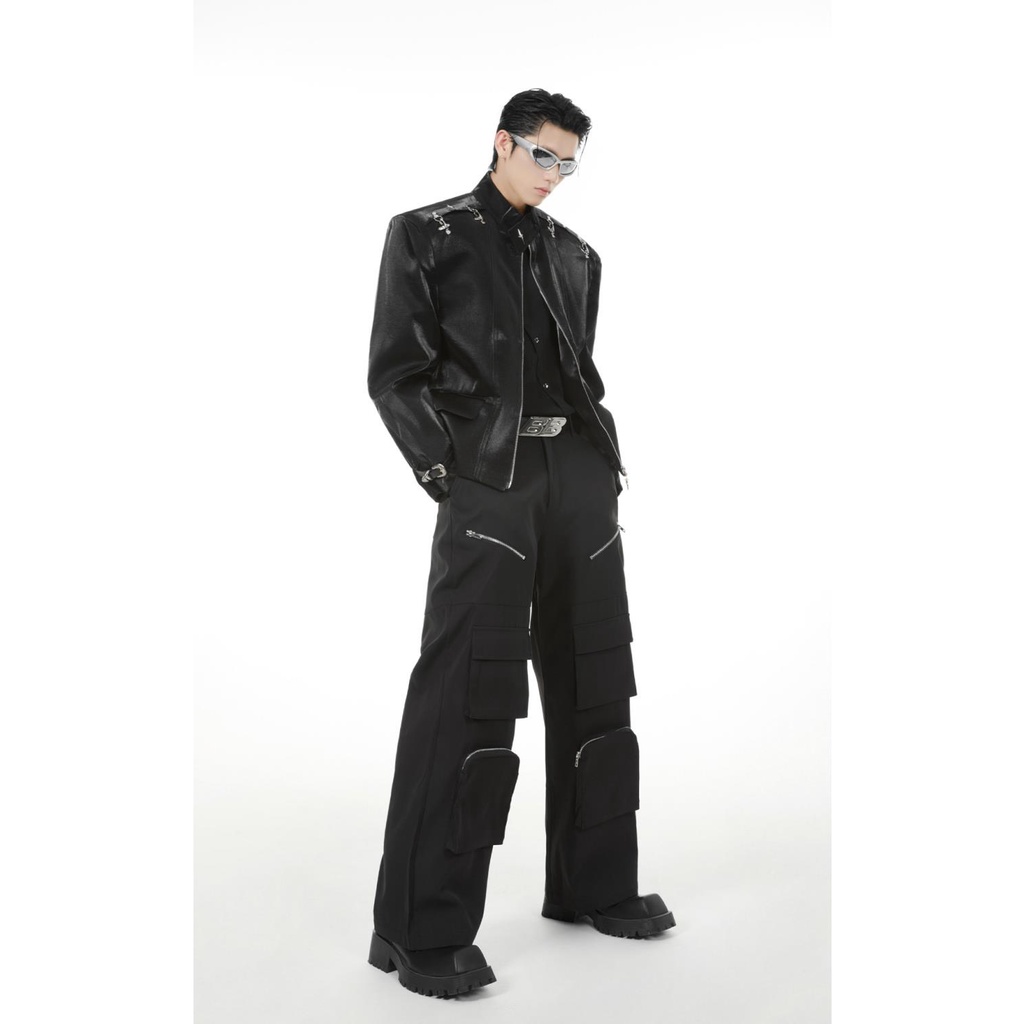 Niche Áo Khoác bomber Khóa Kim Loại Thời Trang Mùa Thu Cho Nam Nữ