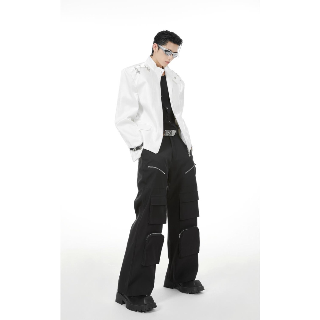 Niche Áo Khoác bomber Khóa Kim Loại Thời Trang Mùa Thu Cho Nam Nữ