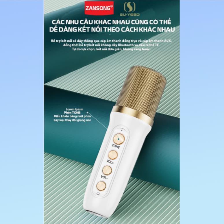 Loa Karaoke Mini, Loa Hát Karaoke Mini Bluetooth YS103 Tặng Kèm 1 Míc Hát Không Dây Công Suất 5W Âm Thanh Bass Cực Hay