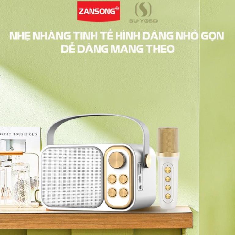 Loa Karaoke Mini, Loa Hát Karaoke Mini Bluetooth YS103 Tặng Kèm 1 Míc Hát Không Dây Công Suất 5W Âm Thanh Bass Cực Hay