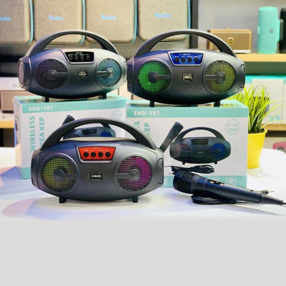 Loa Hát Karaoke Bluetooth SKD107 Tặng Kèm Míc Hát Sạc Pin Tiện Dụng, Âm Bass Mạnh Hát Cực Hay, Bảo Hành 12 Tháng