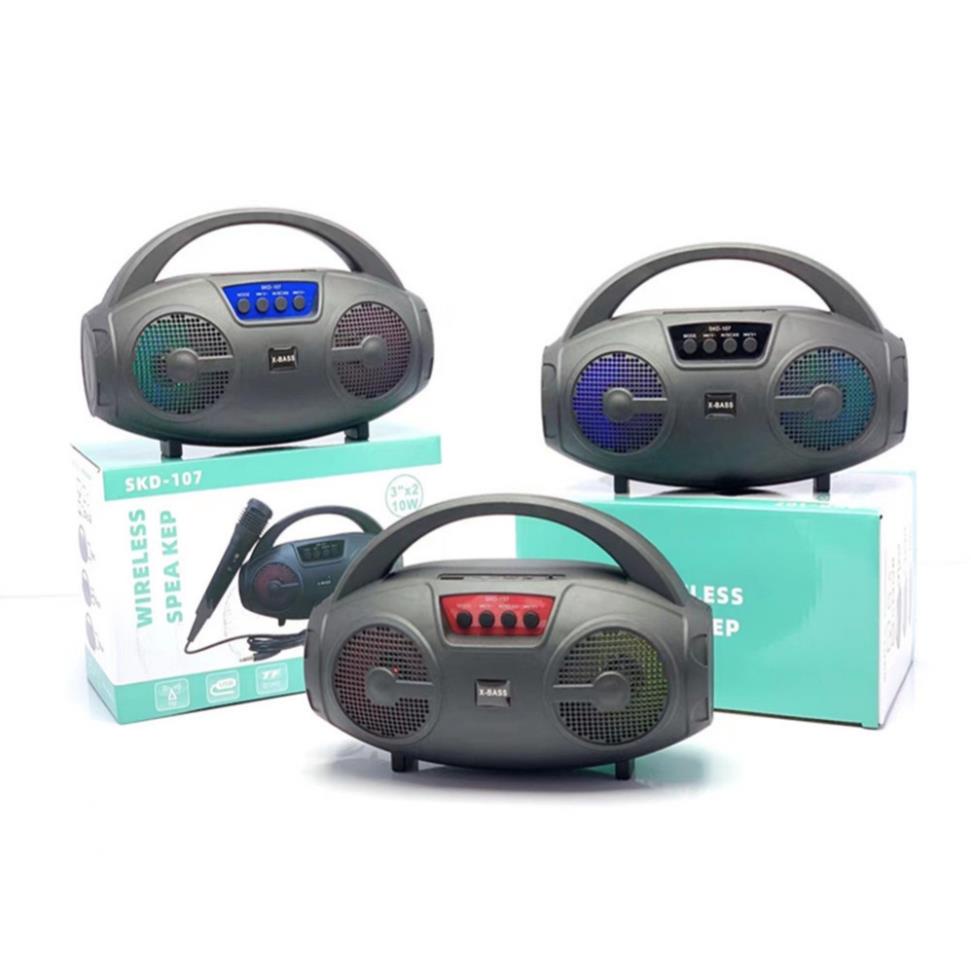 Loa Hát Karaoke Bluetooth SKD107 Tặng Kèm Míc Hát Sạc Pin Tiện Dụng, Âm Bass Mạnh Hát Cực Hay, Bảo Hành 12 Tháng