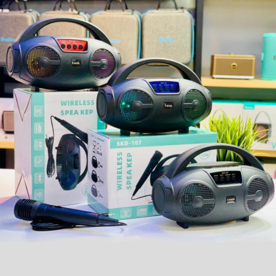 Loa Hát Karaoke Bluetooth SKD107 Tặng Kèm Míc Hát Sạc Pin Tiện Dụng, Âm Bass Mạnh Hát Cực Hay, Bảo Hành 12 Tháng