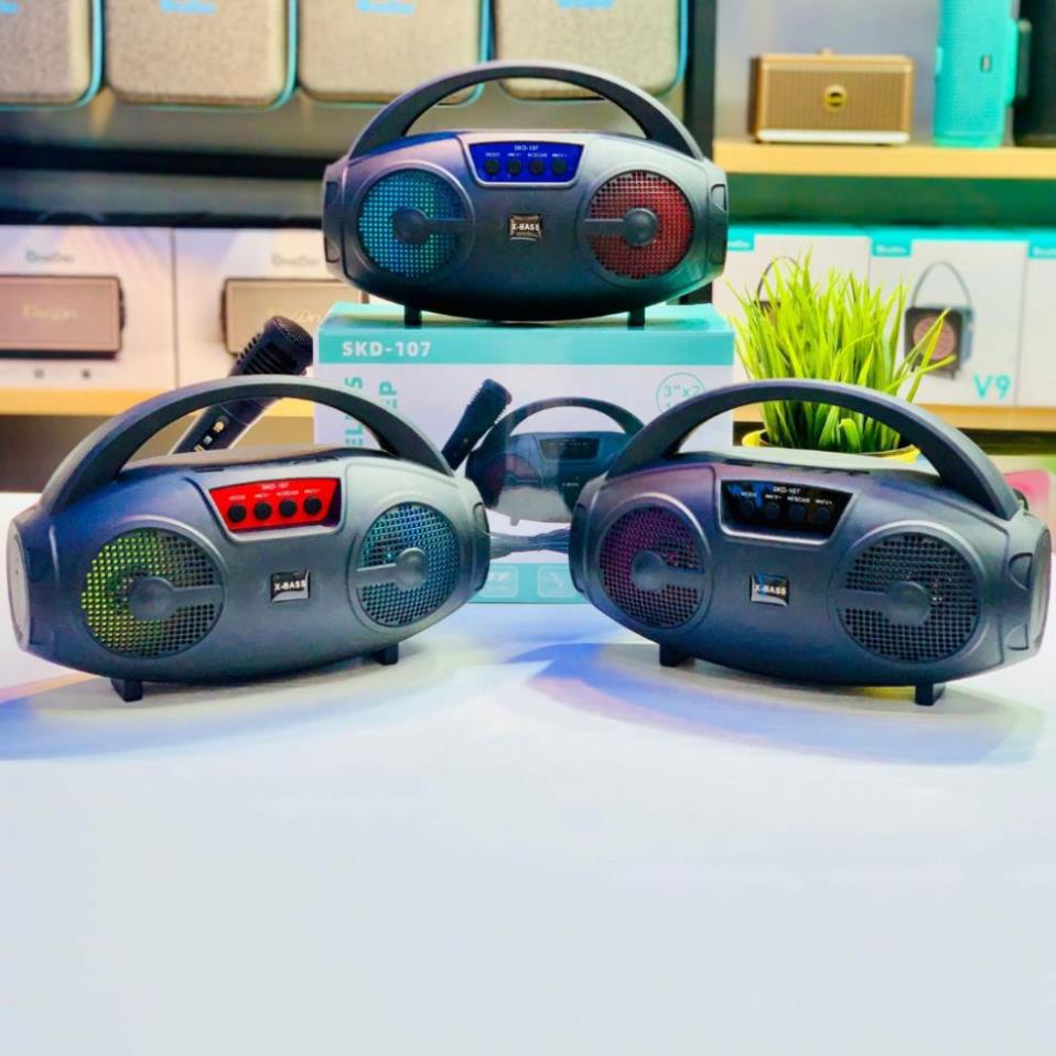 Loa Hát Karaoke Bluetooth SKD107 Tặng Kèm Míc Hát Sạc Pin Tiện Dụng, Âm Bass Mạnh Hát Cực Hay, Bảo Hành 12 Tháng