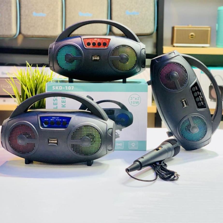 Loa Hát Karaoke Bluetooth SKD107 Tặng Kèm Míc Hát Sạc Pin Tiện Dụng, Âm Bass Mạnh Hát Cực Hay, Bảo Hành 12 Tháng