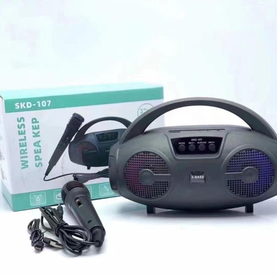 Loa Hát Karaoke Bluetooth SKD107 Tặng Kèm Míc Hát Sạc Pin Tiện Dụng, Âm Bass Mạnh Hát Cực Hay, Bảo Hành 12 Tháng