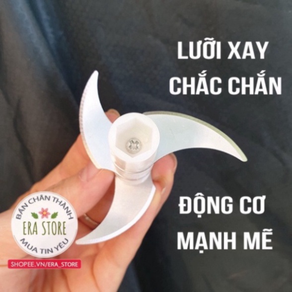 Máy xay tỏi ớt mini cầm tay thể tích 250ml - Máy xay đa năng pin trâu lưỡi thép 3 cánh quay nhanh không gỉ, dễ sử d