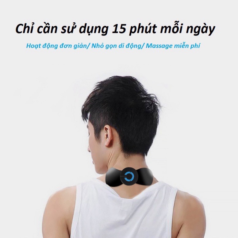 Miếng dán massage xung điện cổ vai gáy, bắp tay, lưng 10 chế độ mát-xa, pin sạc - Máy massage mini toàn thân an toàn