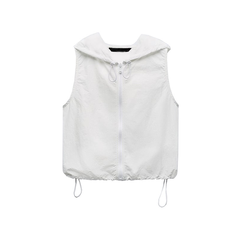 Morocco Zara Áo Khoác kí giả khôngTay Có Mũ + Chân Váy Lưng Cao