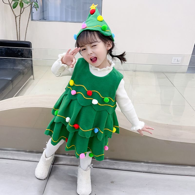 Đầm Hóa Trang Cây Thông Noel Xinh Xắn Cho Bé Gái