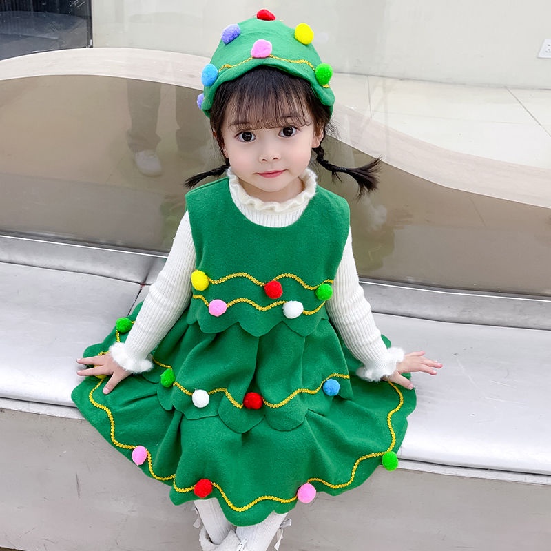 Đầm Hóa Trang Cây Thông Noel Xinh Xắn Cho Bé Gái
