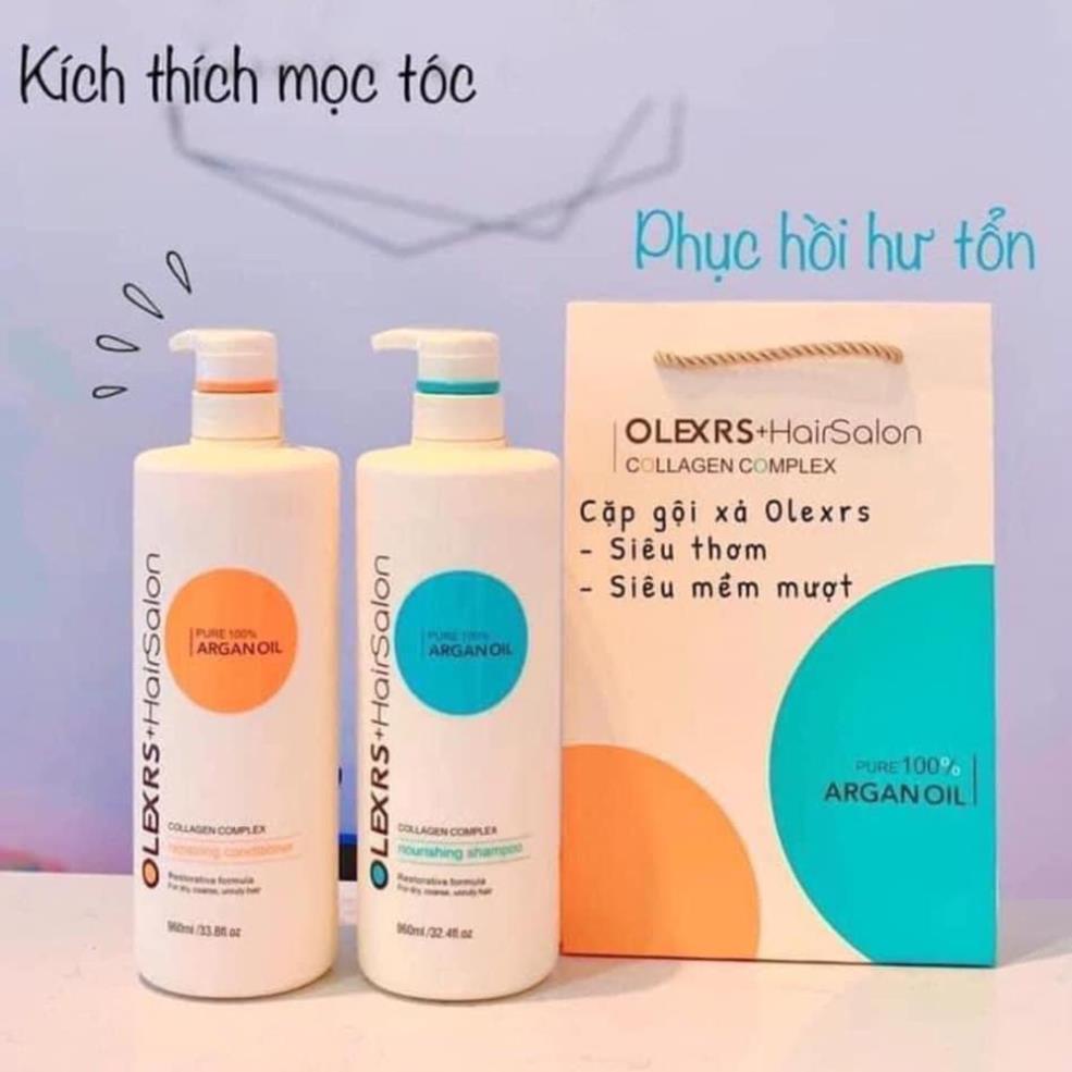 Olexrs Hair Salon - Cặp Dầu Gội Xả Olexrs Hair Salon 960ml/Chai Phục Hồi Tóc Khô Hư Tổn 7986