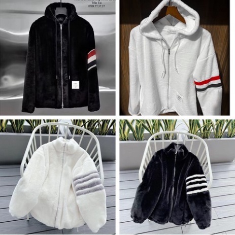 Áo Khoác Lông 3 Sọc Thome  Mũ Trùm Đầu - Áo Khoác Lông Mượt Fom Rộng Unisex Thời Trang Nam Nữ Dày Dặn Cao C