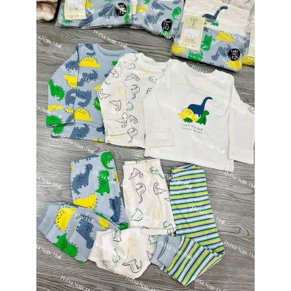 Set 3 bộ quần áo bé trai dài tay thu đông George UK khủng long Authentic