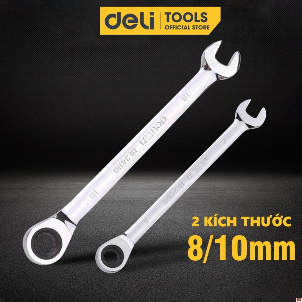 Cờ Lê Hai Đầu Đa Năng Deli Vòng Miệng Tự Động - Kích Cỡ 8mm Và 10mm - Tiện Dụng Trong Sửa Chữa Lắp Ráp DL34108 / DL34110