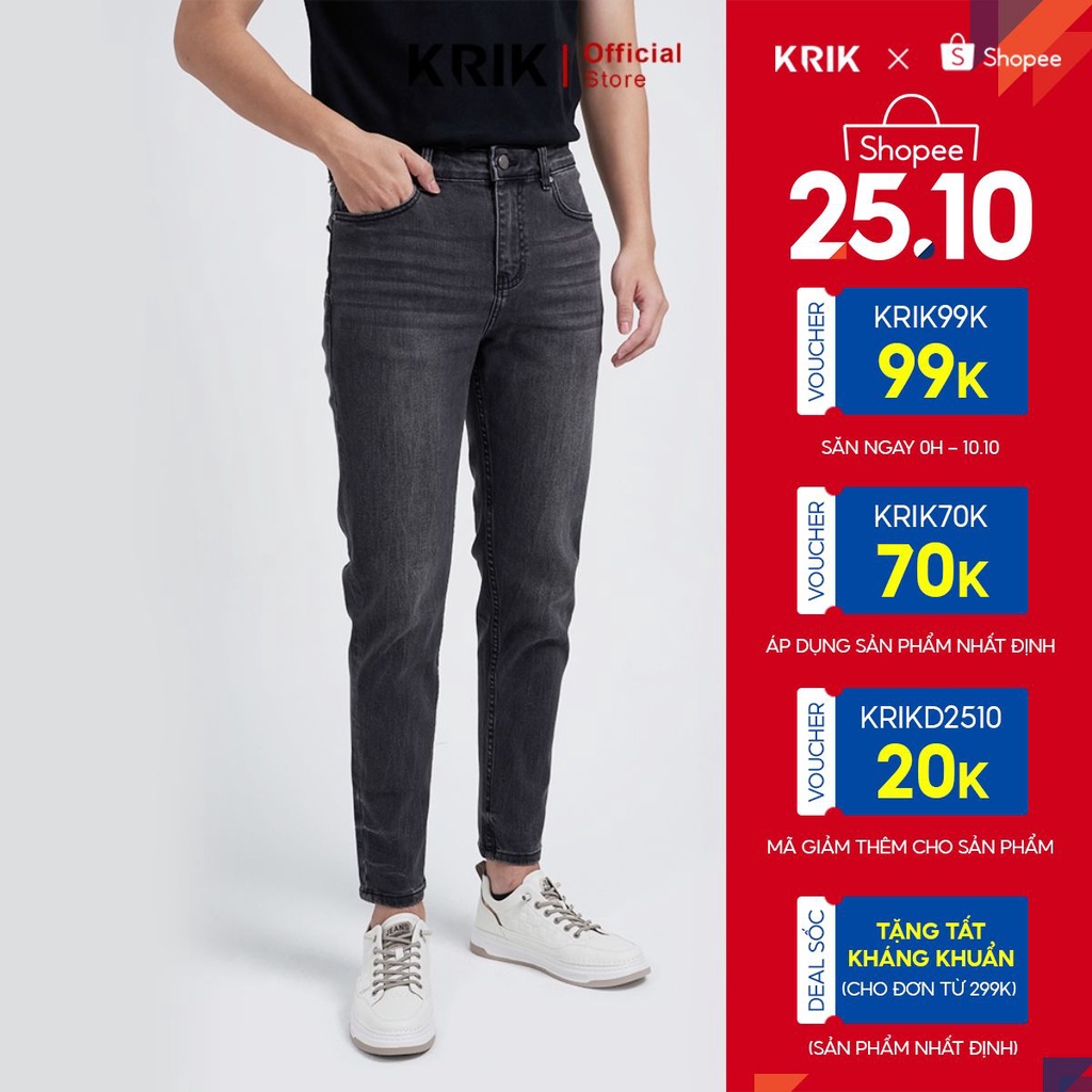 Quần Jean Nam Local Brand KRIK Dáng Slimfit Hàn Quốc Ôm Body , Chất Liệu Cao Cấp, Màu Đen Trơn QJ0263