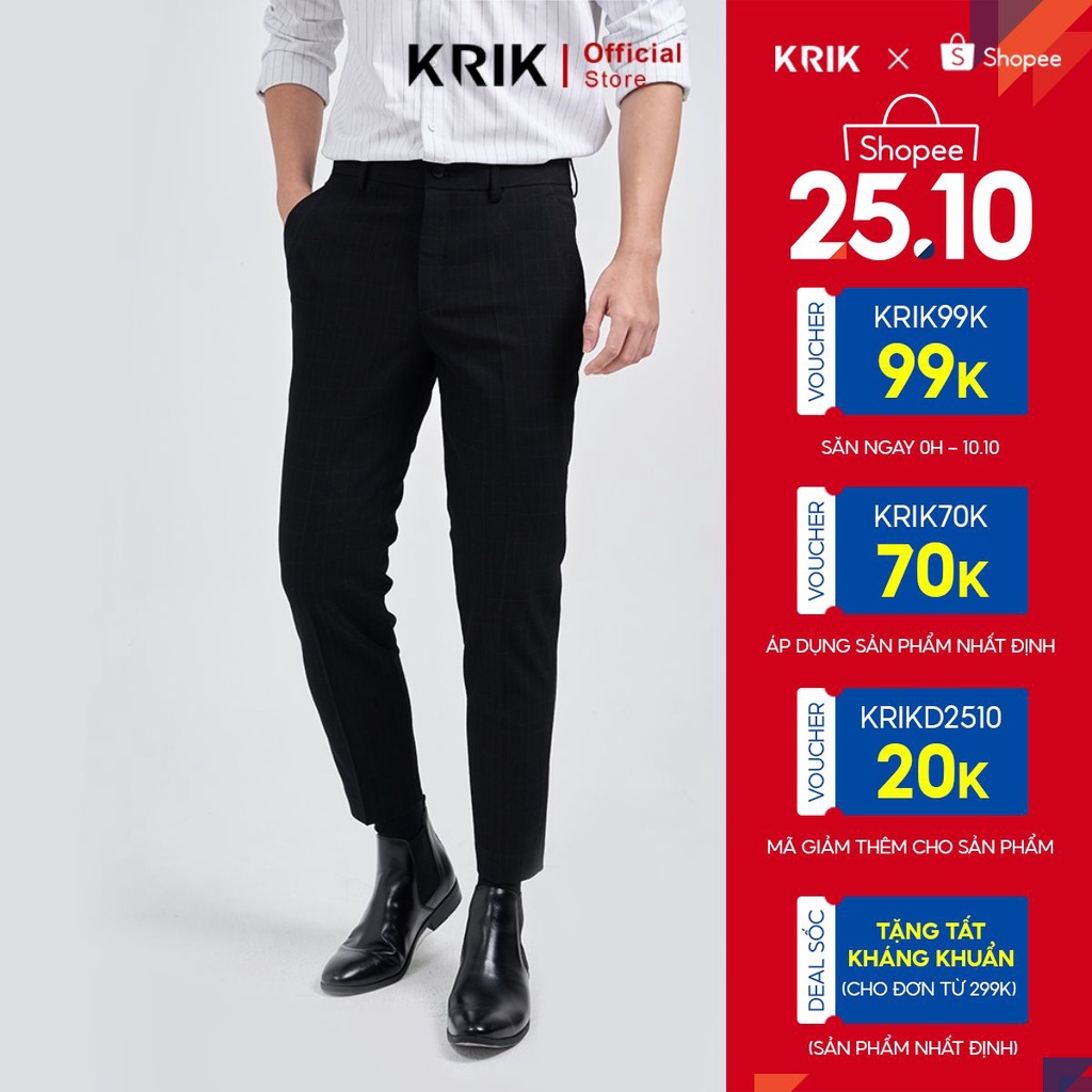 Quần Âu Nam Cao Cấp Local Brand KRIK, Form Hàn Quôc Slimfit Vừa Vặn Thoải Mái, Chất Liệu Cao Cấp QA0215