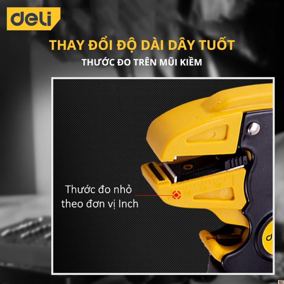 Kìm Tuốt Dây Điện Mỏ Quạ Đa Năng Deli 0.5-6mm - Thiết Kế Chuyên Dụng Giúp Tiết Kiệm Thời Gian, Công 