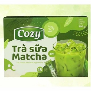 Trà sữa matcha cozy hoà tan - combo 3 hộp 18 túi 17g