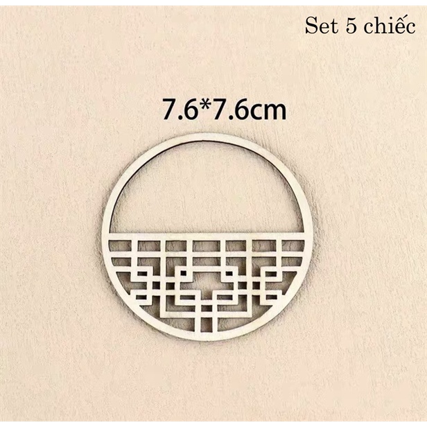 Set 5 chiếc bình phong gỗ hình tròn