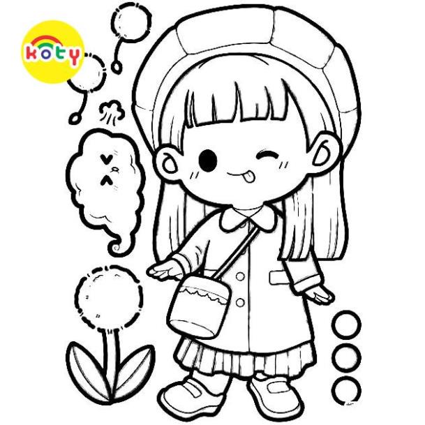 Bộ 50 Tờ Tranh Tô Màu Bé Gái Cute Khổ A5 - Đồ chơi giấy KOTY