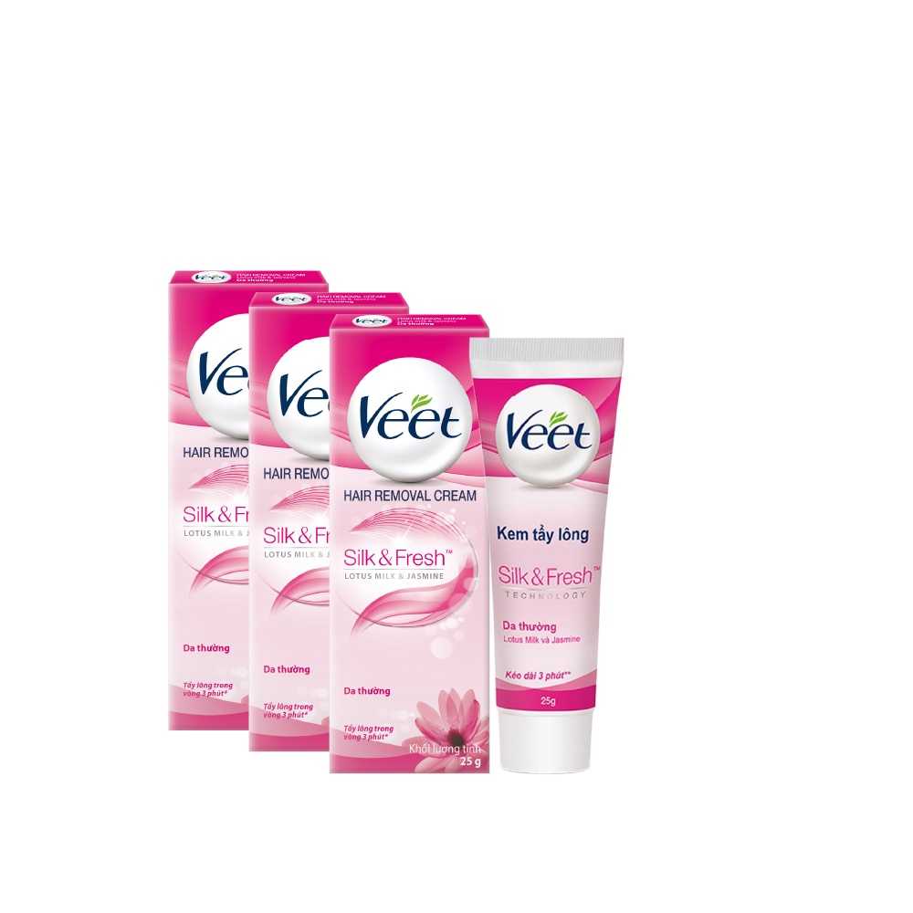 Bộ 3 Kem tẩy lông cho da thường Veet Silk Fresh 25g/tuýp