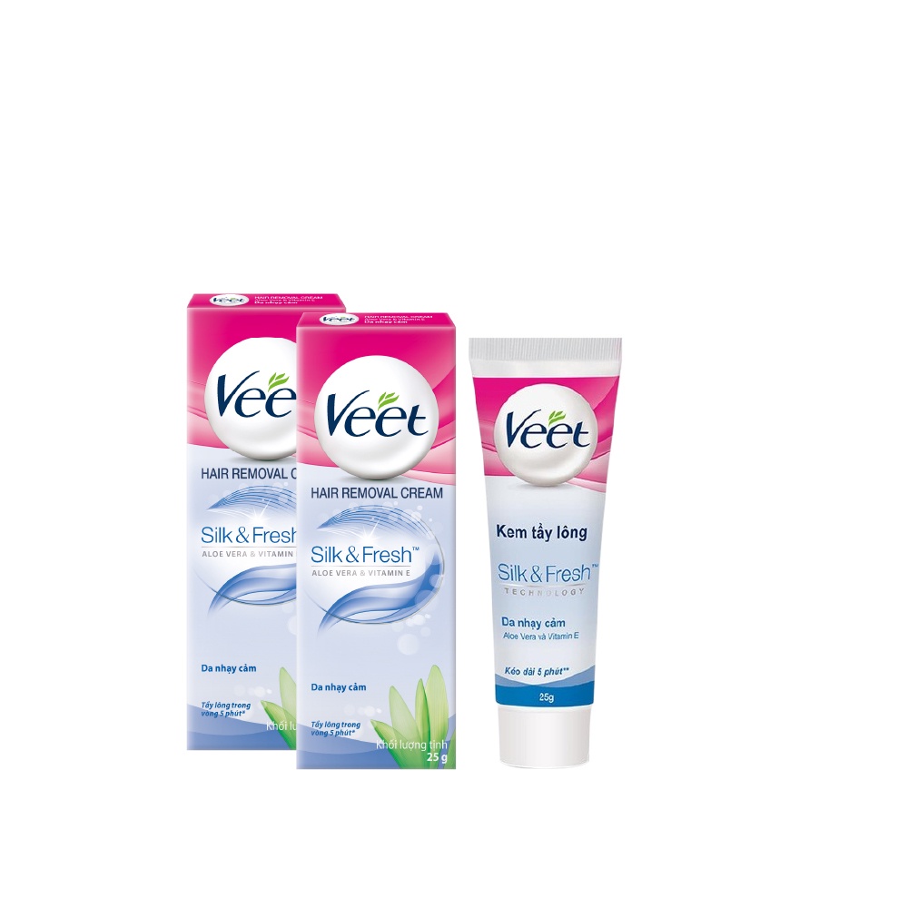 [Mã FMCGVEET71 giảm 8% đơn 150k] Combo 2 Kem tẩy lông cho da nhạy cảm Veet Silk Fresh 50g/tuýp