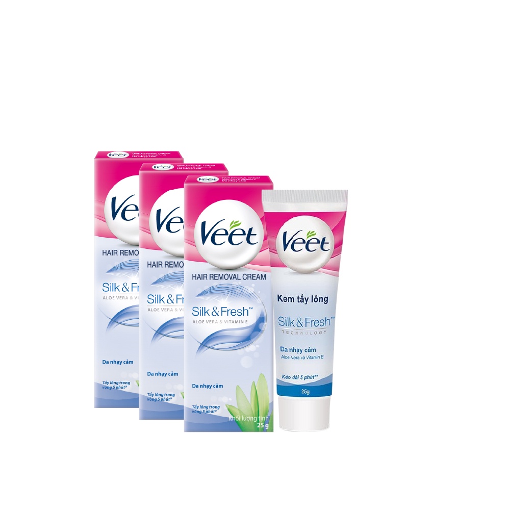Bộ 3 Kem tẩy lông cho da nhạy cảm Veet Silk Fresh 25g/tuýp