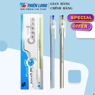 Bút bi thiên long hộp 20 bút tl-093 ngòi 0,6mm 3 màu mực xanh đỏ đen