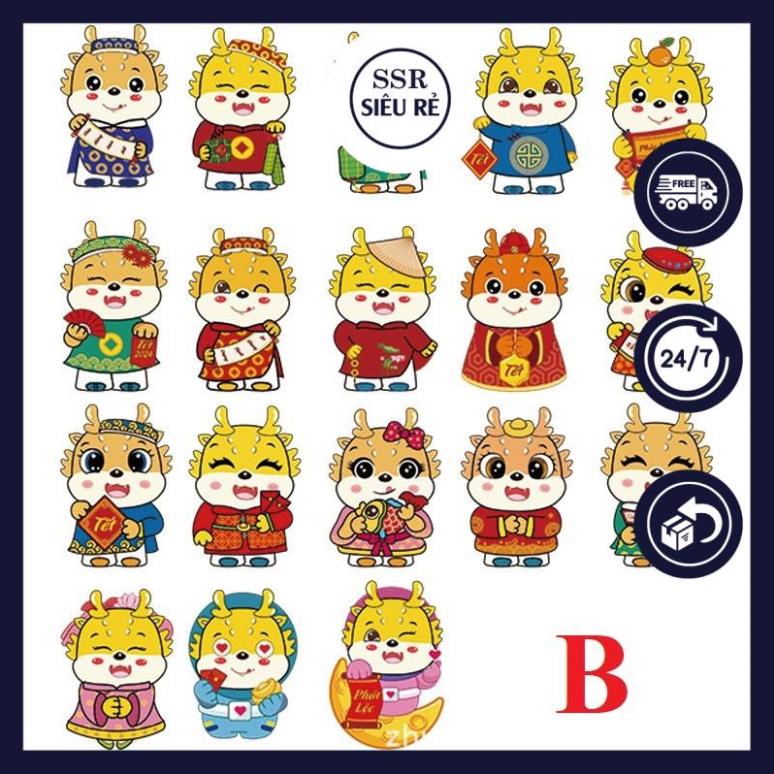 Bao lì xì Rồng kute lấp lánh, chibi đáng yêu mix nhiều mẫu, Lì xì tết 2024