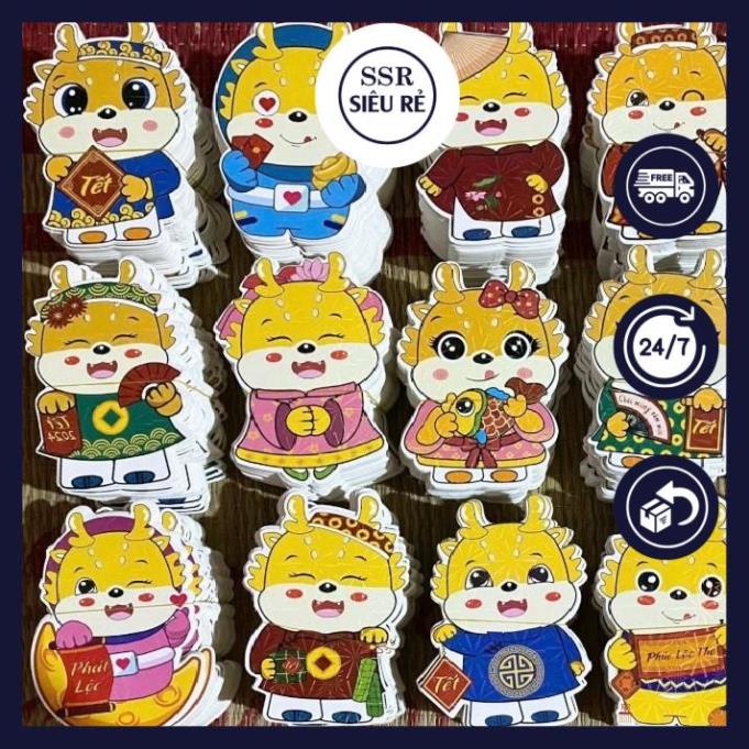 Bao lì xì Rồng kute lấp lánh, chibi đáng yêu mix nhiều mẫu, Lì xì tết 2024