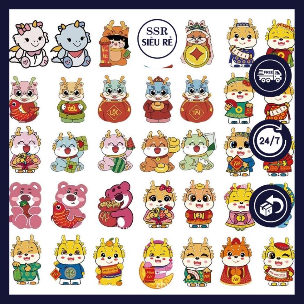 Bao lì xì Rồng kute lấp lánh, chibi đáng yêu mix nhiều mẫu, Lì xì tết 2024