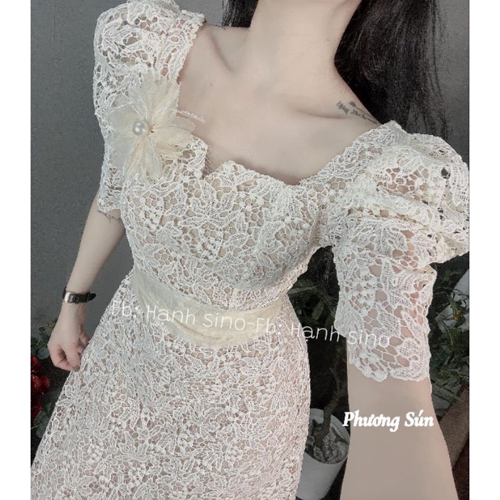 Váy Ren lá nho cài hoa 💯HÀNG THIẾT KẾ TẾT 2024 💖