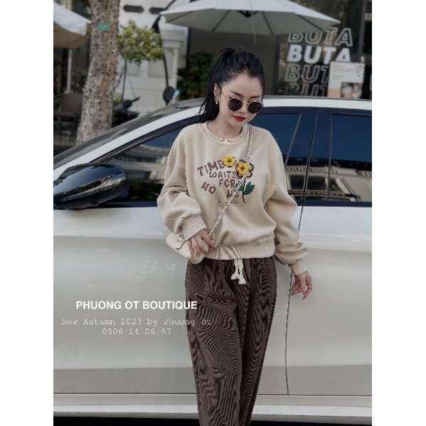 SET ÁO NỈ HOA MIX QUẦN BAGY NHUNG TĂM 3 MÀU