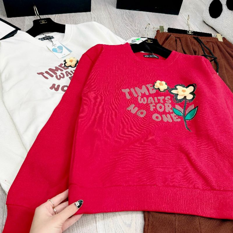 SET ÁO NỈ HOA MIX QUẦN BAGY NHUNG TĂM 3 MÀU