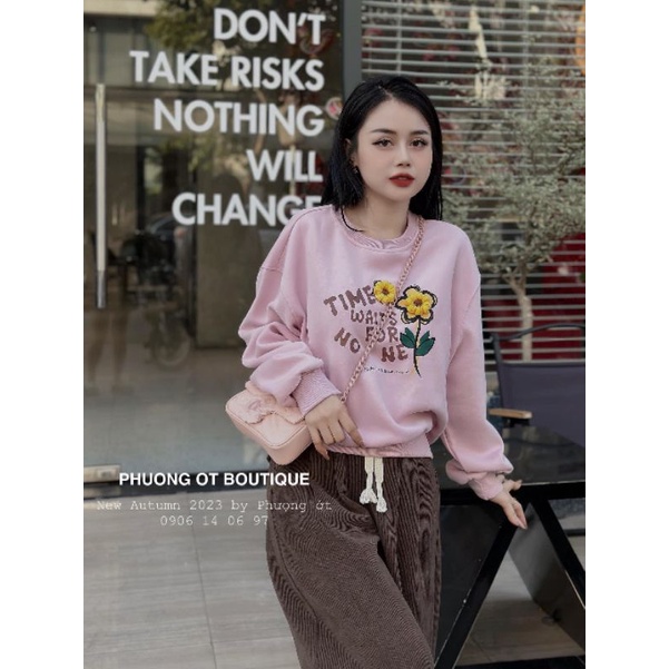 SET ÁO NỈ HOA MIX QUẦN BAGY NHUNG TĂM 3 MÀU