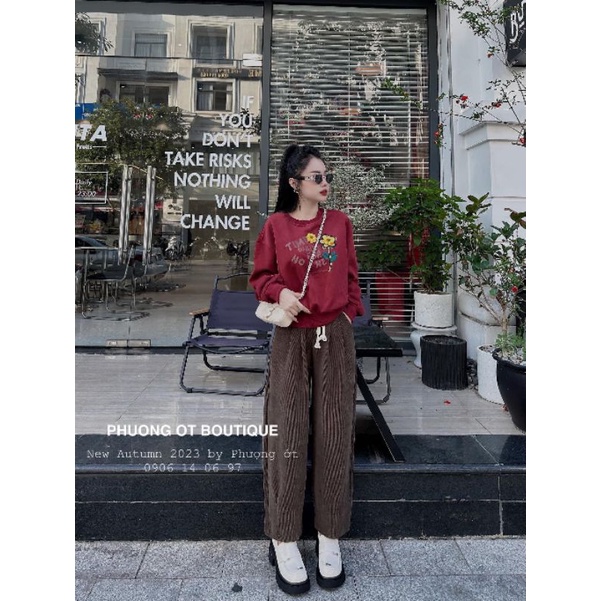 SET ÁO NỈ HOA MIX QUẦN BAGY NHUNG TĂM 3 MÀU