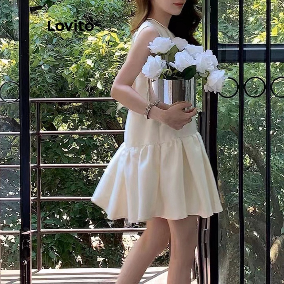 Shop nhà hhhh Lovito Váy nơ trơn tiền lệ cho nữ LNA26166 shopth