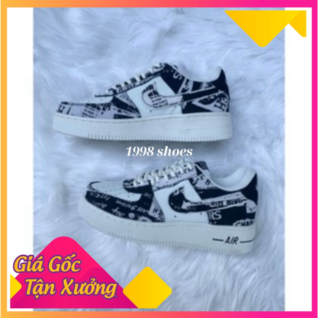 Giày thể thao nam nữ AF1 họa tiết đen trắng , Gìay sneaker basic Air force 1 Đế Air Bản Chuẩn bảo hành 12 tháng