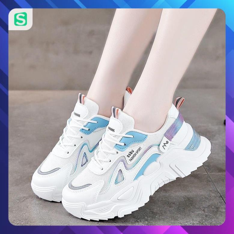 Giày Thể Thao Nữ Màu Trắng Đế Cao 5cm Kiểu Dáng Năng Động Trẻ Trung,Giày Nữ Mẫu Mới Êm Chân Thoáng Khí