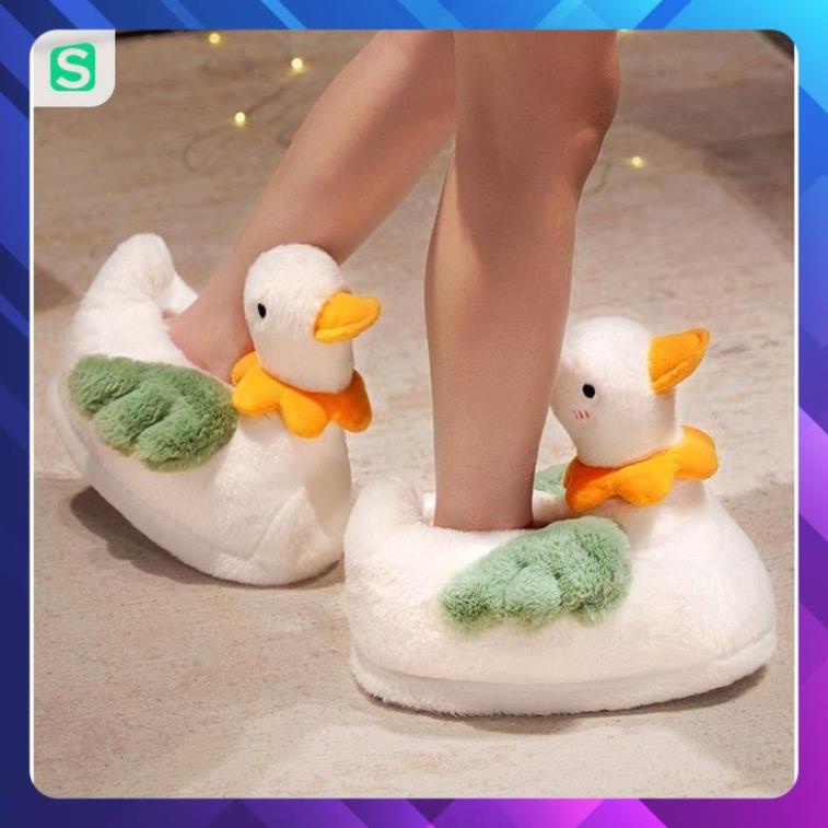 HOT HOT! Dép Bông Mang Trong Nhà Siêu Ấm Hình Chú Vịt Cute Dành Cho Nam Nữ 2022
