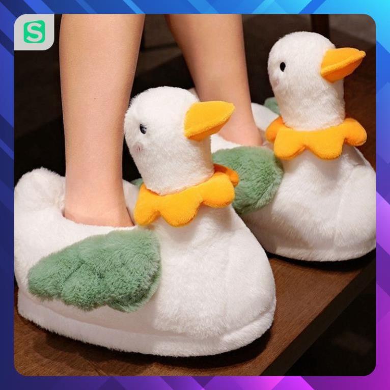 HOT HOT! Dép Bông Mang Trong Nhà Siêu Ấm Hình Chú Vịt Cute Dành Cho Nam Nữ 2022