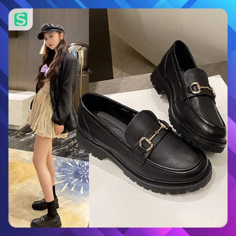 Giầy búp bê nữ da mềm quai xích đôn đế cao 4cm, giày nữ đi học ULZZANG SHOES phong cách hàn quốc